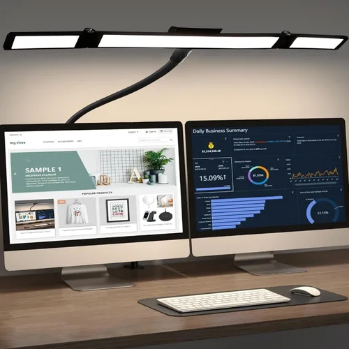Vista 8 de BAYSQUIRREL Lámpara de escritorio LED con abrazadera, luz de escritorio con sensor humano, cuello de cisne, protección ocular remota, lámpara