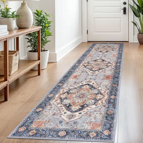 Vista 140 de SIILOOM Alfombra lavable de 2 x 3 pies, alfombra suave color taupe ceniza para entrada, tapete antideslizante para puerta de interior, tapete