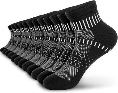 Vista 15 de IRAMY Calcetines de compresión de tobillo para hombres y mujeres, acolchados, para correr, atléticos, alivio de la fascitis plantar, 2/4/6 pares