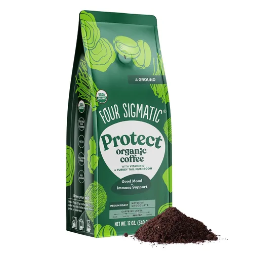 Vista 14 de Four Sigmatic Café Molido Orgánico para Preparación en Frío Tostado Oscuro, Molido Grueso con Melena de León y Chaga Café de Hongos