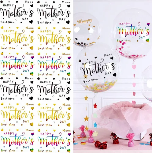 Vista 9 de Calcomanías de globos para el Día del Padre, calcomanías de letras Bobo Happy Gold Black Rainbow DIY Paster Home Window Adhesivo Decoración