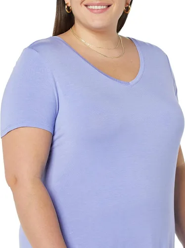 Vista 5 de Tienda Essentials Vestido de manga corta regular con cuello en V para mujer