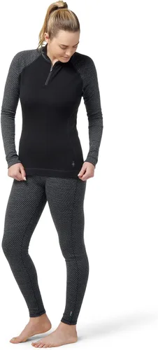 Vista 2 de Smartwool Patrón de capa base de merino térmico clásico para mujer con cremallera de 1/4 Punto Negro