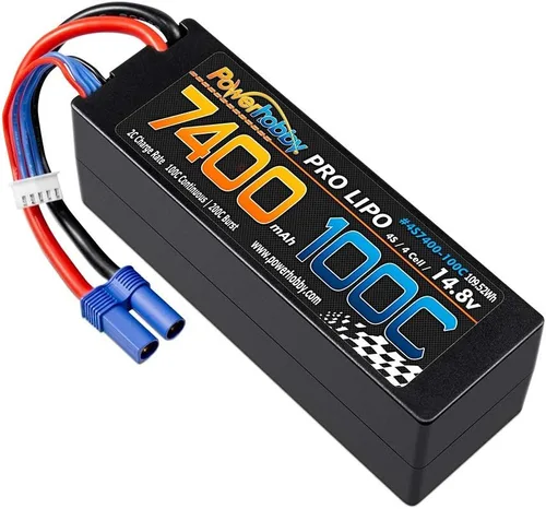 Vista 3 de PowerHobby 4S 14.8V 7400mAh 100C-200C Lipo Batería EC5 Plug 4-Cell Estuche rígido