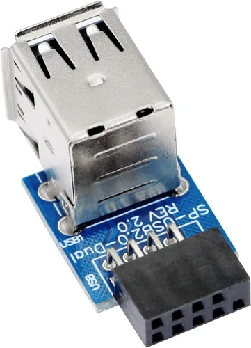 Vista 4 de SinLoon 9pin USB 2.0 hembra pin dual 2 puertos USB placa base adaptador de cabezal de doble capa para PC (dual)