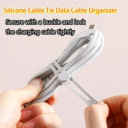 Vista 4 de 12 correas de silicona mejoradas para cables, correas de cable reutilizables para cables de carga, auriculares, computadora, escritorio, gestión