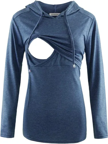 Vista 66 de GINKANA Sudadera con capucha para mujer, manga larga, lactancia materna, ropa casual