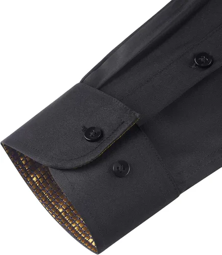 Vista 8 de Lion Nardo Camisas de vestir florales para hombre, camisas de vestir estampadas de manga larga para hombre, camisas hawaianas con botones, Bolsillo