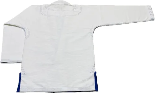 Vista 6 de Blanco Royal Blue Stitch Bjj Gi Jiu Jitsu Kimonos Gi 100% algodón Perl Weave 450GSM