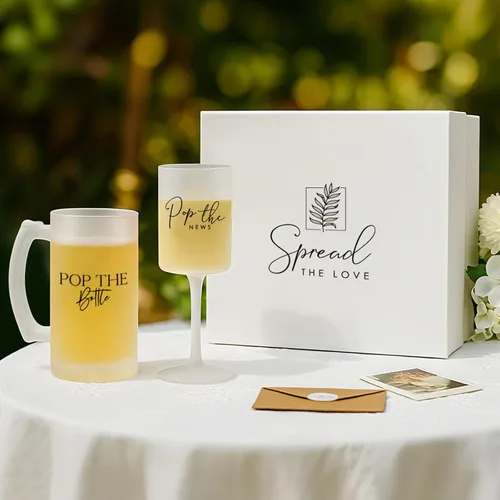 Vista 12 de AW BRIDAL - Juego de 2 copas de champán de aniversario con caja de madera Aniversario (marrón)