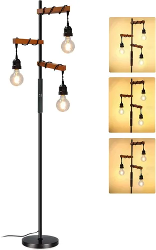 Vista 8 de Lámpara de pie industrial regulable, moderna lámpara de pie de árbol de granja para sala de estar, dormitorio, oficina, decoración rústica del hogar