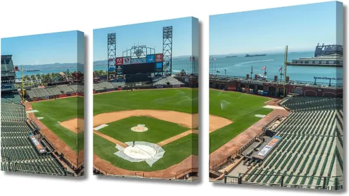 Vista 24 de TUMOVO American Major Baseball - Lienzo decorativo para pared, diseño de estadio de los Bravos, 3 piezas, arte de pared de Filadelfia, cuadros