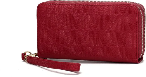 Vista 68 de MKF Collection Mia K - Cartera de pulsera para mujer, pequeña cartera de cuero vegano para tarjetas de crédito con cremallera y bolsillo