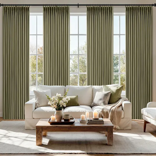 Vista 32 de MIULEE Juego de 4 paneles de cortinas plisadas de lino de 40 x 84 pulgadas Beige Blanco