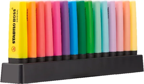 Vista 11 de STABILO Subrayador BOSS ORIGINAL - Caja redonda de 6 - Amarillo, verde, naranja, rojo, rosa, azul