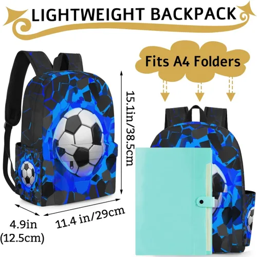 Vista 5 de Mochila infantil para niñas, niños y niñas preescolares, mochila para jardín de infantes, guardería, mochila escolar ligera para niños, Soccer