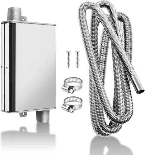 Vista 8 de 200cm/78" Tubo de escape para calentador diesel con silenciador y abrazaderas, manguera de 1"/2.5cm de acero inoxidable para calentador de aire