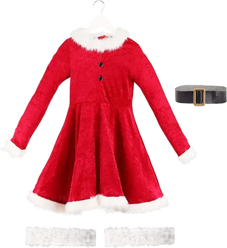 Vista 5 de Disfraz de Mrs. Claus, vestido y sombrero de Navidad rojo