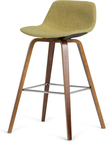 Vista 8 de SIMPLIHOME Randolph Taburetes de mostrador (juego de 2) taburetes de bar tapizados de madera curvada de 28 pulgadas de altura del asiento en tela