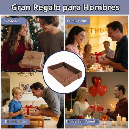 Vista 7 de SITHON Bandeja de valet para hombre, bandeja de cuero sintético prémium Marrón