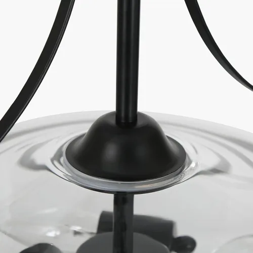Vista 3 de ZEVNI Candelabro negro de 3 luces, lámpara moderna de mediados de siglo, lámpara colgante de cristal de campana grande para comedor, 14 pulgadas