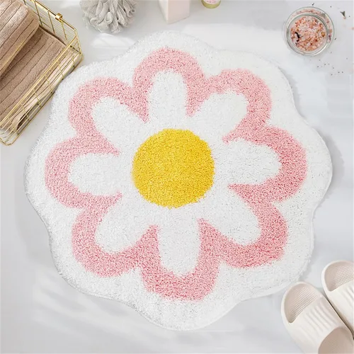 Vista 12 de YRXRUS Alfombra de baño de flores, alfombra de baño azul, tapetes de baño de belleza, alfombra de baño de microfibra ultrasuave, alfombra de flores