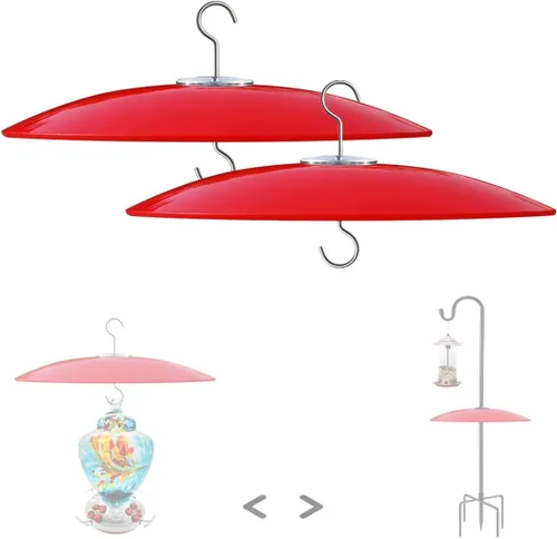 Vista 16 de Protector de lluvia de vidrio de 13 pulgadas para comedero de pájaros al aire libre – deflector en poste de pastor/poste o gancho en S colgante