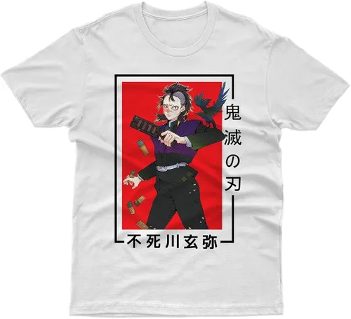Vista 2 de Genya Shinazugawa - Camisa de Demon Slayer Kimetsu no Yaiba, camiseta de manga corta Hashira, camiseta de anime, camisas de manga para hombre
