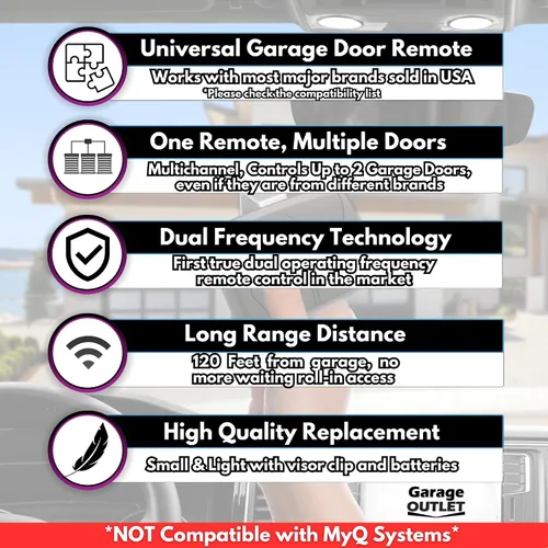 Vista 6 de Control remoto universal para puerta de garaje, control de puerta de 2 botones, repuesto para Liftmaster Chamberlain Craftsman Genie Linear Clicker