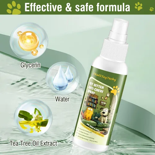 Vista 4 de Spray amargo antimasticable para perros, deja de masticar y lamer, sin aerosol masticable para perros y gatos, protege las pertenencias