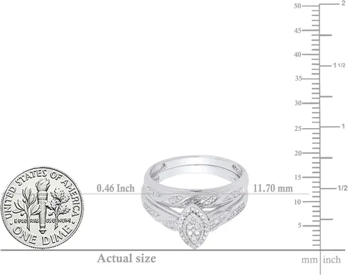 Vista 4 de Dazzlingrock Collection Anillo de compromiso para mujer con diseño de marquesa de 0.09 quilates (tw) con marco marquesa, estilo racimo, con banda a