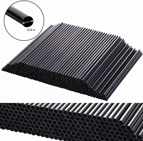 Vista 2 de Tomnk 300 pajitas desechables, pajitas de plástico de 8.25 pulgadas, pajitas de plástico para vasos y café helado Negro
