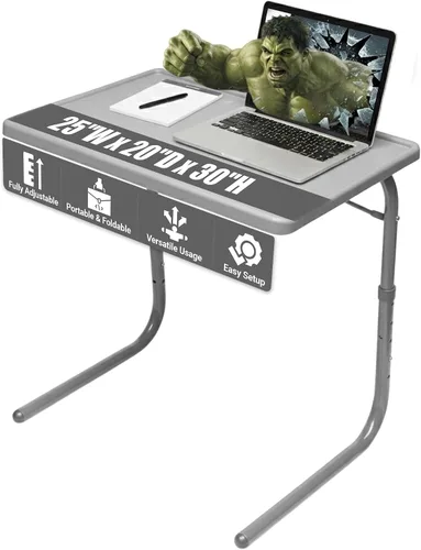 Vista 16 de Table-Mate Bandeja/mesa de TV Escritorio portátil plegable para cenar, bandejas de mesa de sofá para comer bocadillos, escritorio portátil
