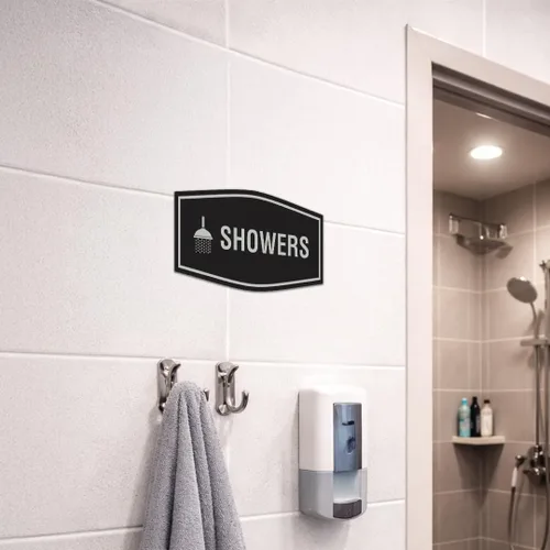 Vista 6 de Fancy Showers - Letrero (negro/plateado), tamaño mediano
