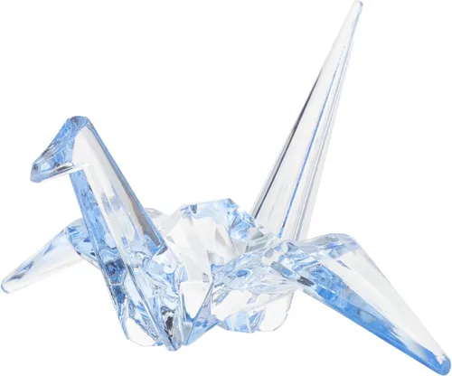 Vista 10 de TEHAUX Adornos acrílicos, estatua de grulla de origami transparente, figura en forma de grúa, figura de papel para decoración de mesa de comedor