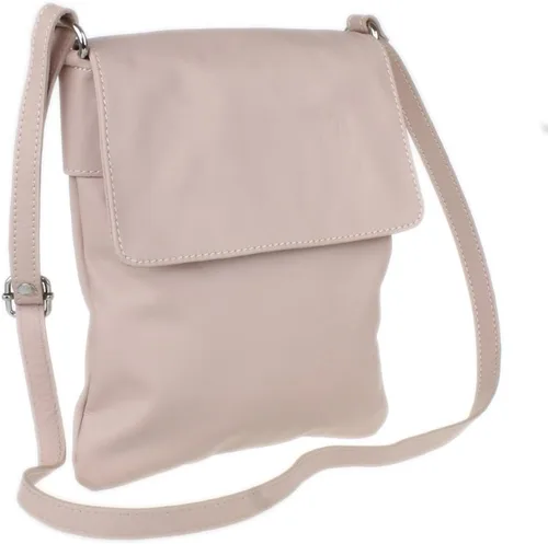 Vista 2 de Bolso de hombro cruzado de cuero suave italiano para mujer con cremallera