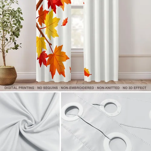 Vista 527 de Shrahala Orange Autumn Autumn Blackout Curtain Tiers, Fall Kitchen Valance Light Blocking Tier Drapes with Rod Pocket, 2 Pack 26 X 24 in