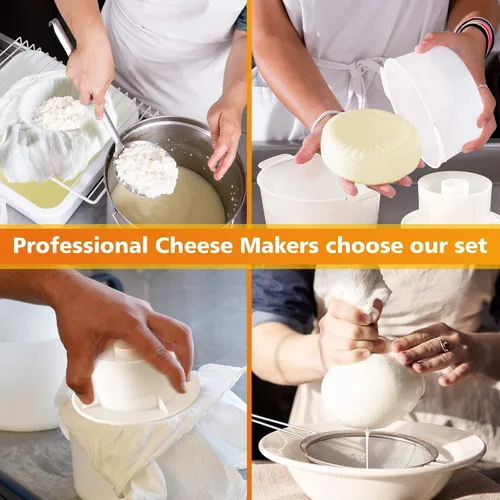 Vista 12 de Molde de queso - Kit de fabricación de queso 2 piezas - Suministros para hacer queso - Juego de queso para prensa - Paneer Maker - Ideal para quesos