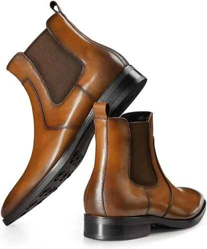 Vista 4 de Botas de vestir para hombre, botas Chelsea de cuero para hombre