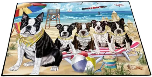 Vista 11 de Doggie of the Day Boston Terrier Dogs Floor Mat - 4th of July Independence Day - Best Dog Doormat - Protector Decor - Unique Portrait Art - Premium