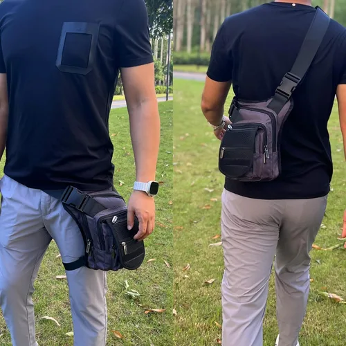Vista 4 de NICGID Riñonera para la pierna, bolsa de muslo, bolsa de pierna caída, bolsas de cintura de senderismo para hombres y mujeres, bolsa de viaje al