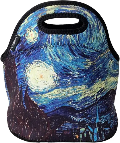 Vista 12 de allydrew Bolsa de almuerzo de neopreno aislada con cremallera para lonchera, plátanos y rayas