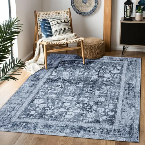 Vista 16 de Alfombra de área de 5 x 7, alfombra bohemia vintage, ultra suave, de pelo bajo, lavable, antideslizante, resistente a las manchas, alfombra impresa