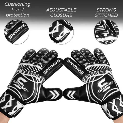 Vista 3 de SAWANS Guantes de portero de fútbol para niños, jóvenes, adultos, hombres, guantes de portero, puños de protección de palma, doble capa