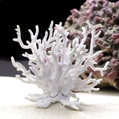 Vista 8 de Besimple Adorno artificial de coral para acuario de plástico, plantas para pecera, decoración para paisaje de acuario (6.7 x 5.5 x 1.6 pulgadas)