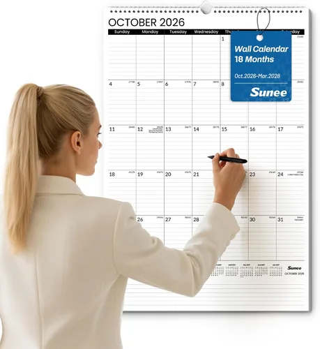Vista 22 de SUNEE Calendario de pared grande 2026-2027, 22.75 x 15.5 pulgadas, calendario de 18 meses (finaliza marzo de 2028), vertical extragrande, playas