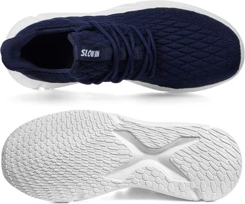 Vista 3 de Slow Man Zapatos de correr para hombre, zapatos de caminar para hombre, de malla de punto, transpirables, zapatos deportivos sin cordones, cómodos