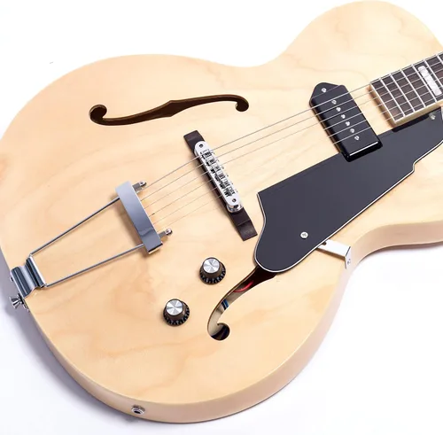 Vista 7 de Guitarra eléctrica de jazz GROTE de cuerpo hueco con herrajes cromados (Natural)