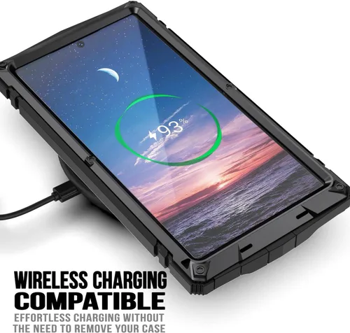 Vista 6 de Simicoo Funda de silicona compatible con Samsung S21 Plus con protector de pantalla de soporte, protector de pantalla Gorilla Glass híbrido, Negro