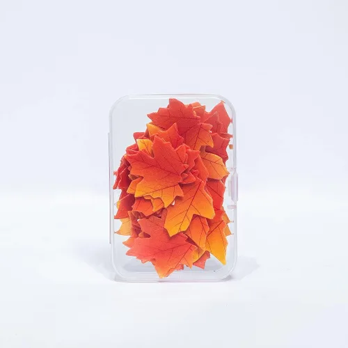 Vista 5 de Hojas de otoño comestibles doradas, 90 piezas para cupcakes, hojas de arce de otoño, oblea, papel de arroz, decoración de alimentos, mezcla de 2